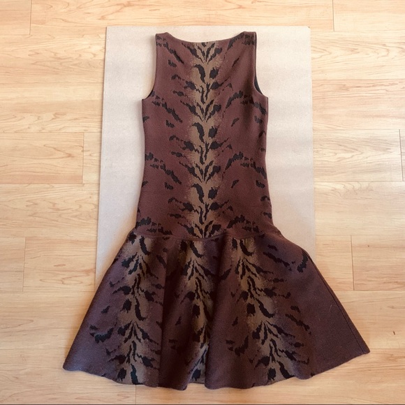 Antonio Berardi Animal Print Wool Dress Brown - Picture 5 of 9